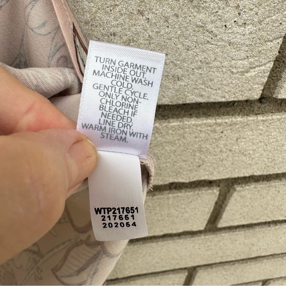 J Jill Floral Long Sleeve V-Neck Bohemian Peasant Contrast Light Pink Blouse Top - Picture 7 of 13